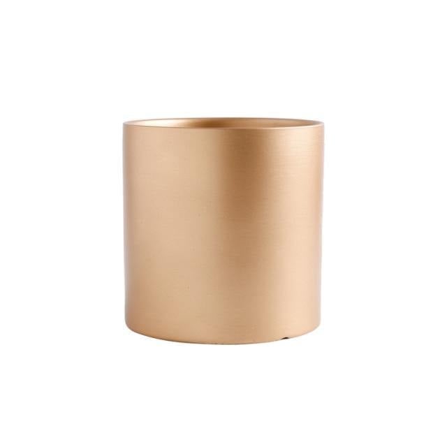 Vibrant Traditional Circular Ceramic Pot Planter Metallic BurlyWood