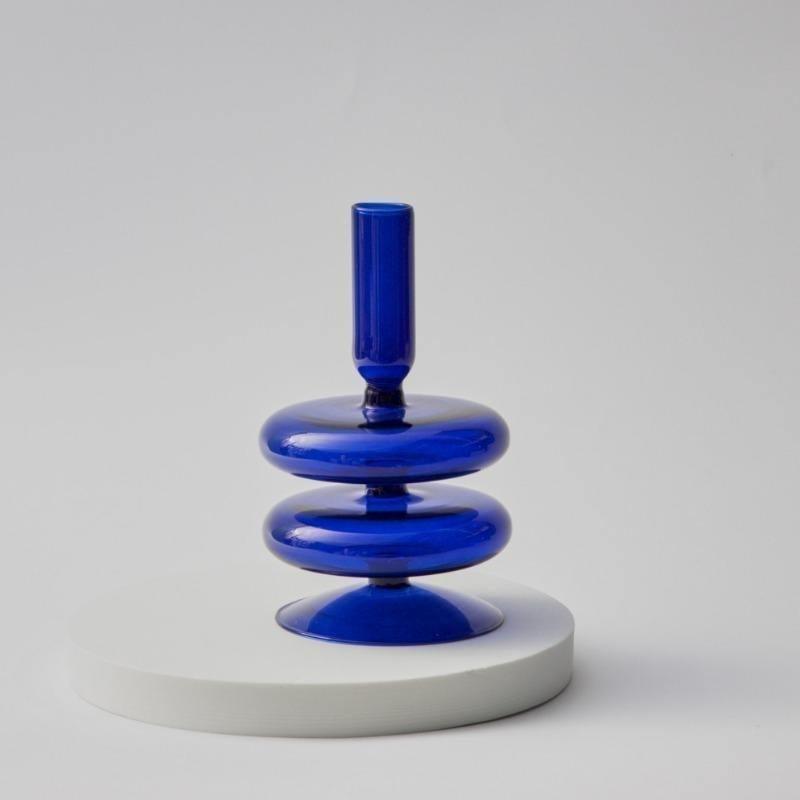 Azure Taper Glass Candle Holders 2 Tier