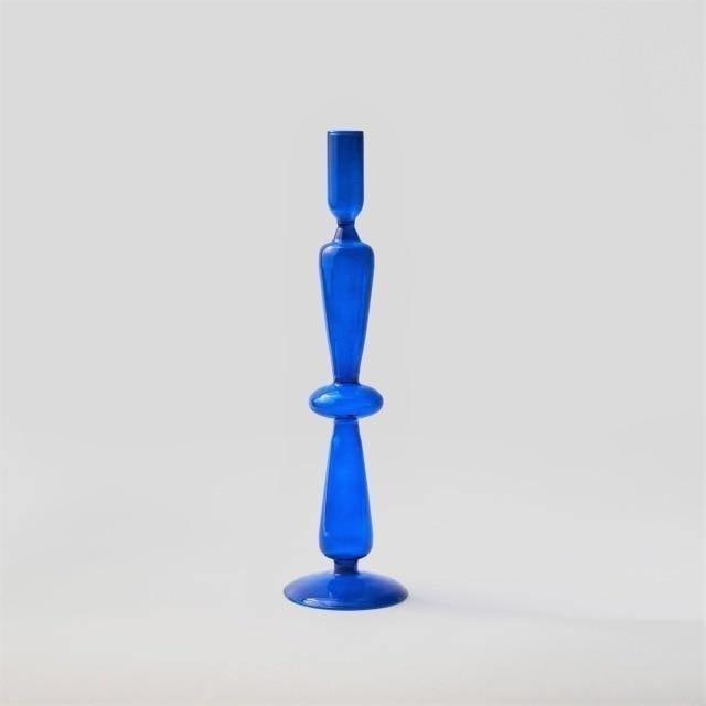 Azure Taper Glass Candle Holders One Ring