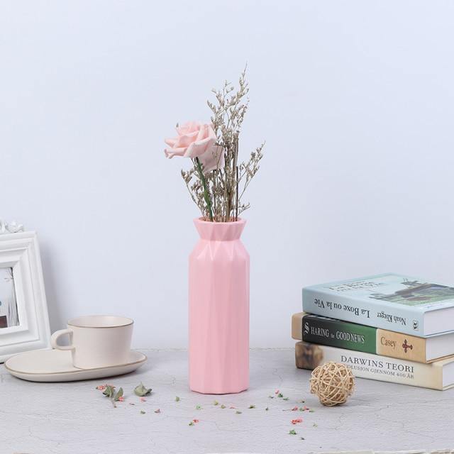Angular Geometric Floral Vase Pink