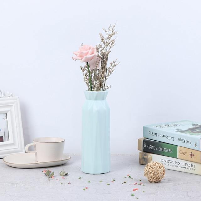 Angular Geometric Floral Vase LightBlue