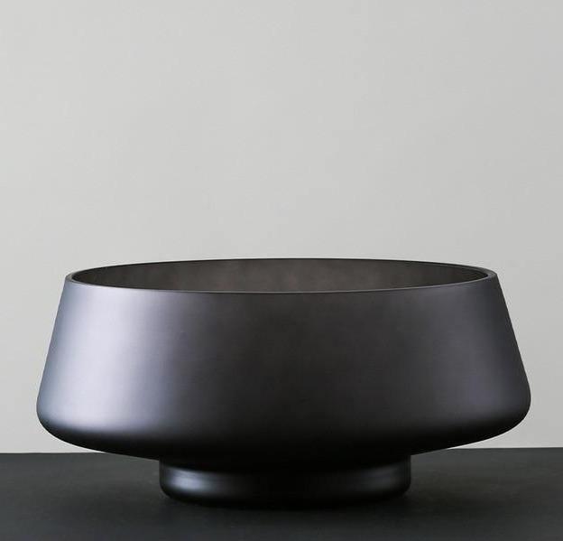 Eduardo - Frosted Glass Vessel Black Bowl