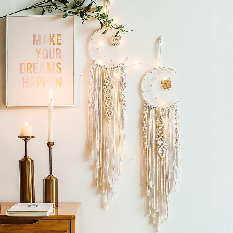Celestial Dream Macrame Wall Hanging Owl