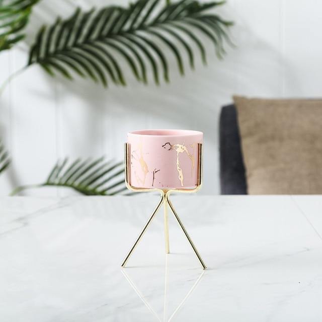 Geometric Marbled Serenity Planter LightPink Short