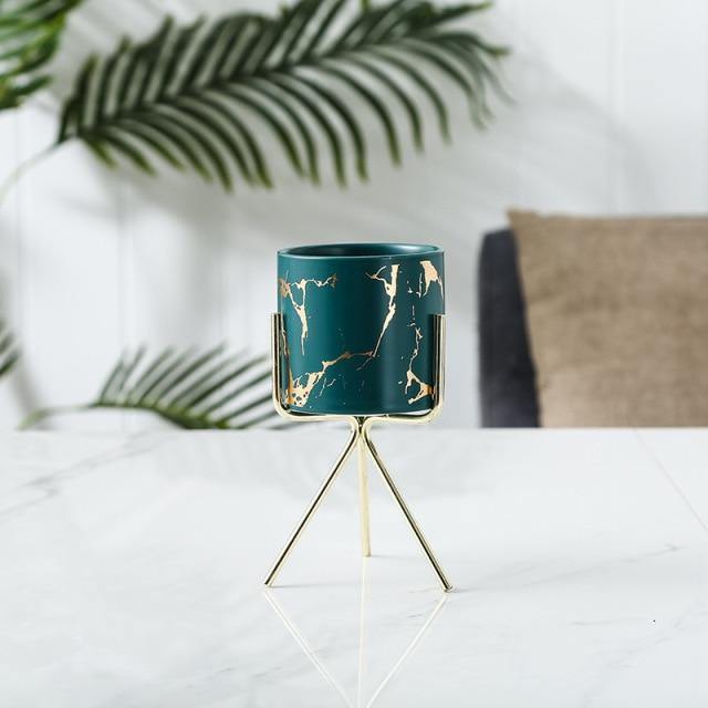 Geometric Marbled Serenity Planter DarkSlateGray Medium