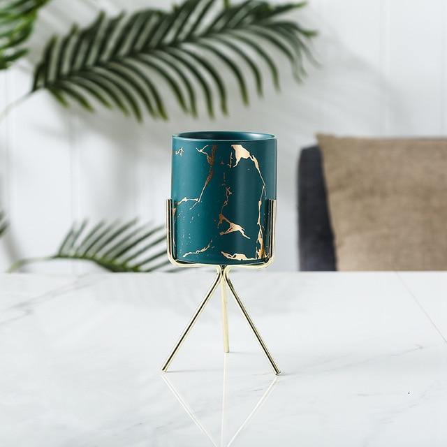 Geometric Marbled Serenity Planter DarkSlateGray Tall