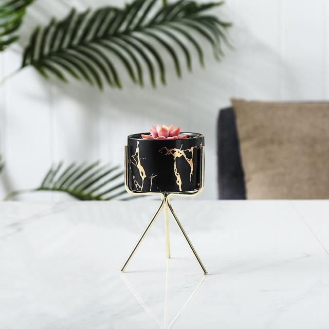 Geometric Marbled Serenity Planter Black Short