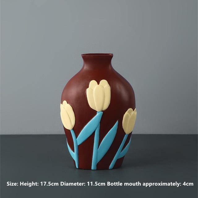 Colorful Ceramic Flower Vases Brown