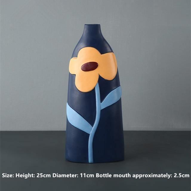 Colorful Ceramic Flower Vases Navy