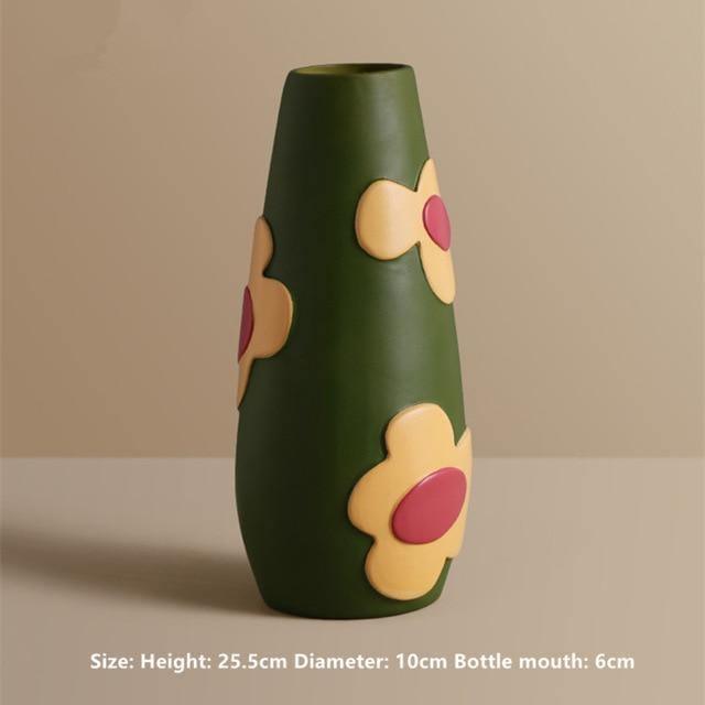 Colorful Ceramic Flower Vases DarkOliveGreen