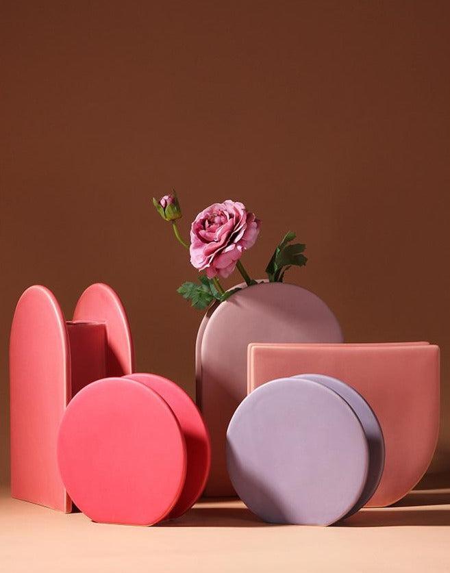 Rose & Lavender Geometric Ceramic Containers