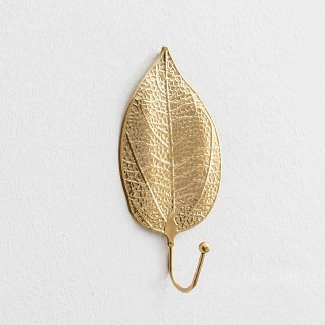 Nature's Foliage Metal Wall Hooks Gold Magnolia