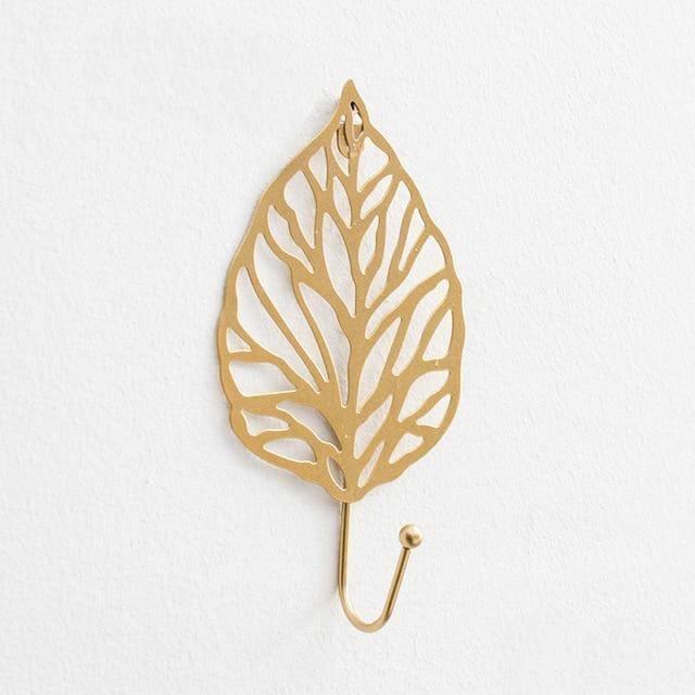 Nature's Foliage Metal Wall Hooks Gold Alder