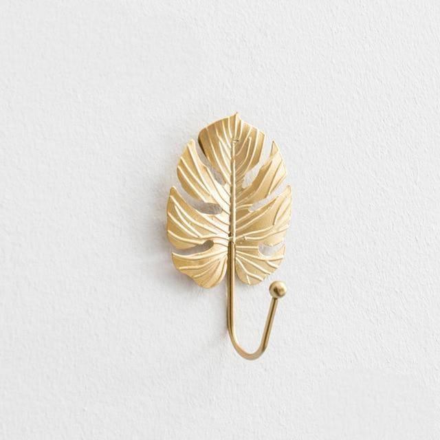 Nature's Foliage Metal Wall Hooks Gold Palm