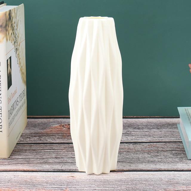 Angular Slim Floral Vase White