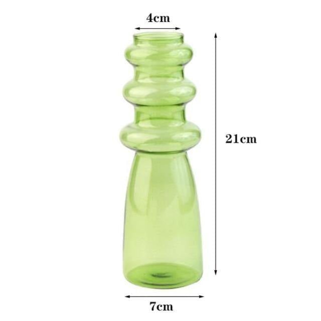 Elegant Glass Bubble Vases Curvy YellowGreen