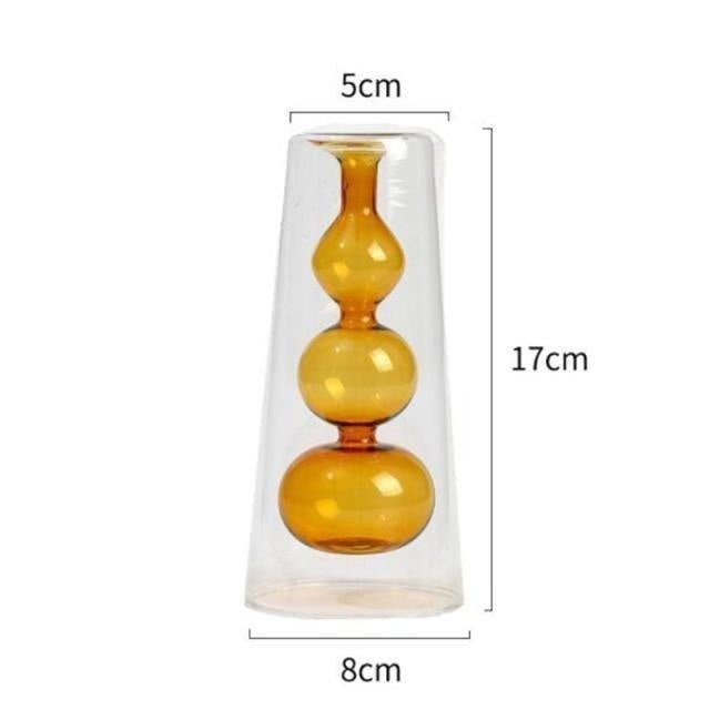 Elegant Glass Bubble Vases Triple Bubble Orange
