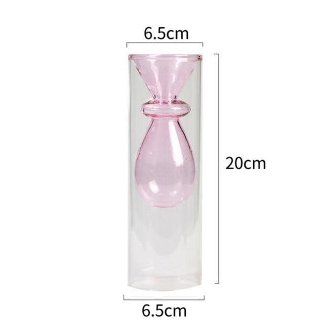 Elegant Glass Bubble Vases Ring Drip Pink