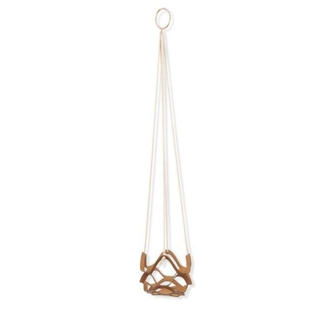 Plant Hanger made with Vegan Leather and Rope Sienna Small