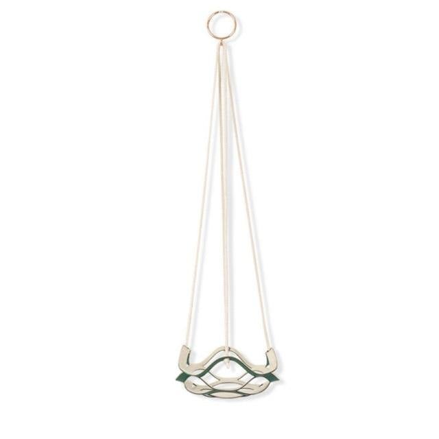 Plant Hanger made with Vegan Leather and Rope SeaGreen Large