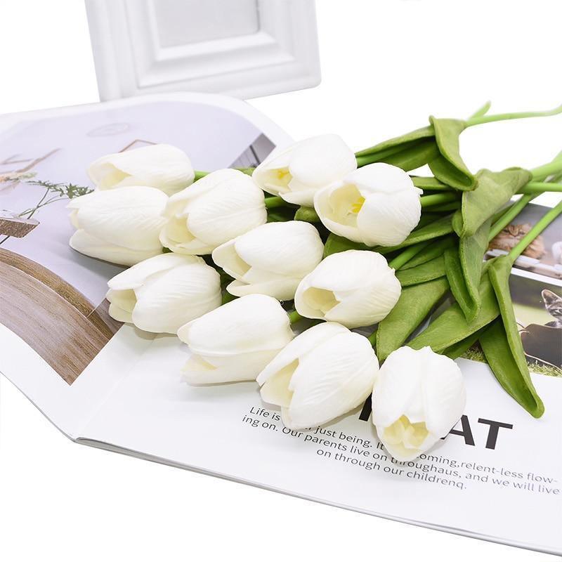 10-Piece Fake Tulips Silk Flowers