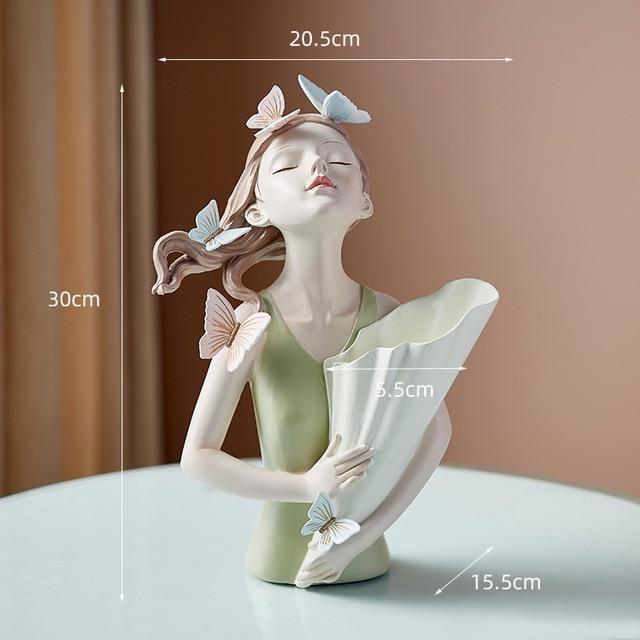 Enchanted Butterfly Lady Blossom Green Girl Vase