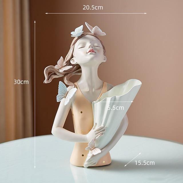 Enchanted Butterfly Lady Blossom Orange Girl Vase