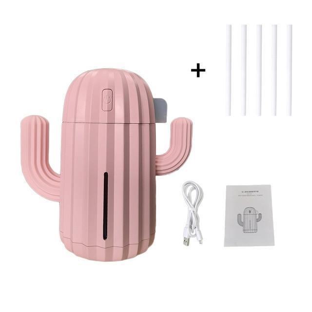 Compact Cactus LED USB Humidifier Pink 5x