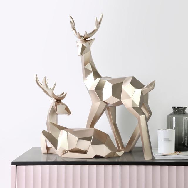 Reindeer Legends Sculpture Duo Gold