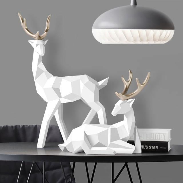 Reindeer Legends Sculpture Duo White