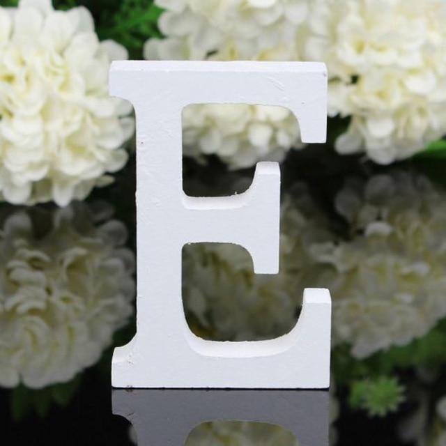 White Standing Mountable Wood Letter E