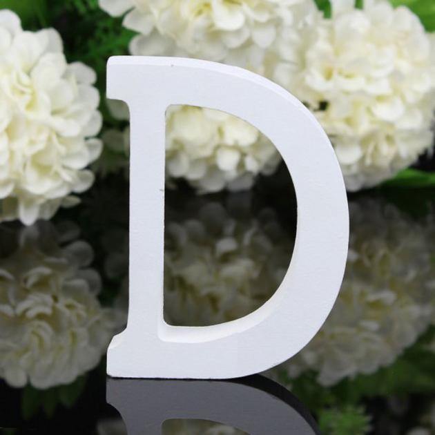 White Standing Mountable Wood Letter D