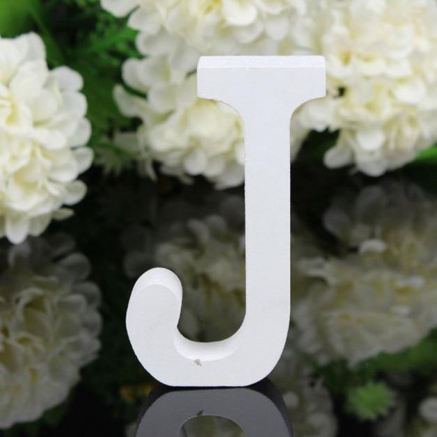 White Standing Mountable Wood Letter J