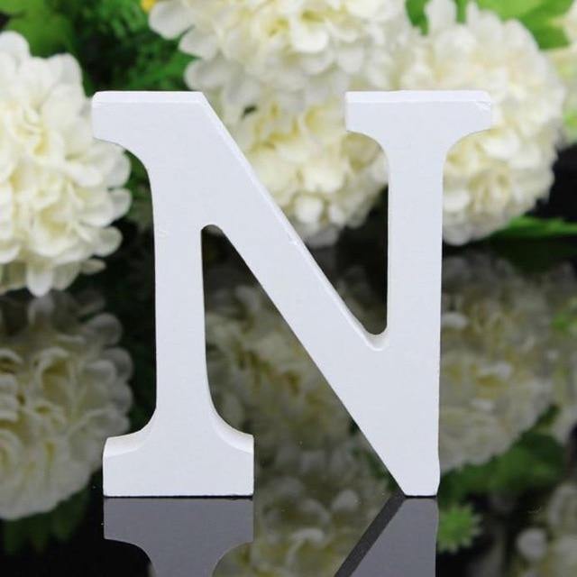White Standing Mountable Wood Letter N