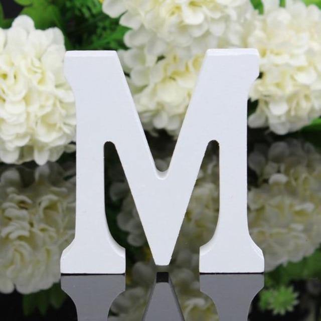 White Standing Mountable Wood Letter M