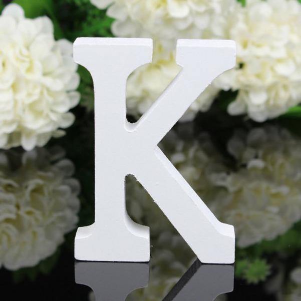 White Standing Mountable Wood Letter K