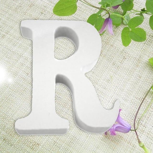 White Standing Mountable Wood Letter R