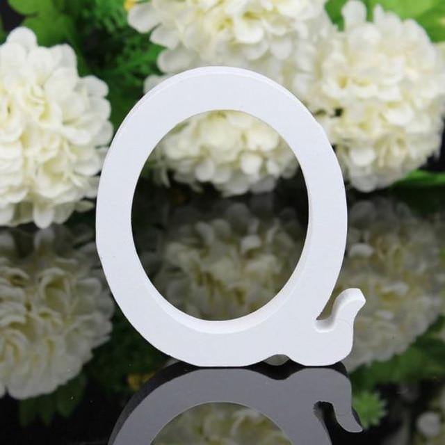 White Standing Mountable Wood Letter Q
