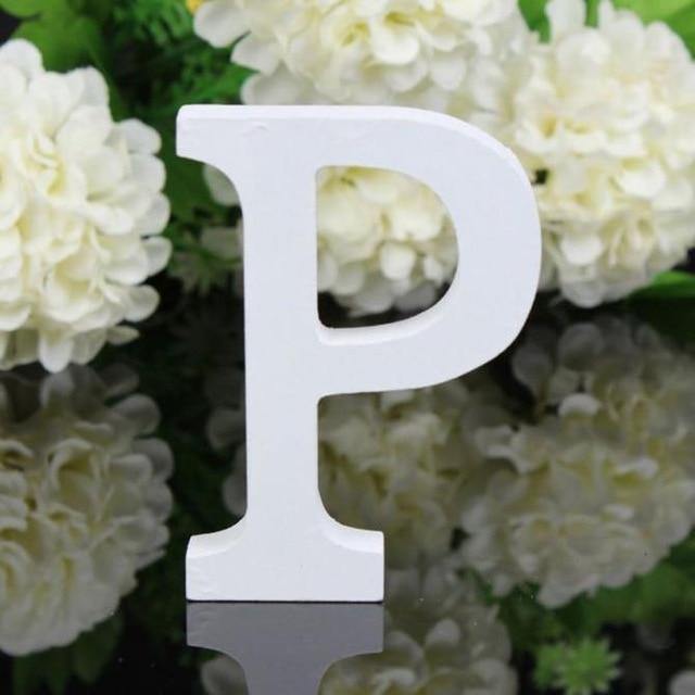 White Standing Mountable Wood Letter P