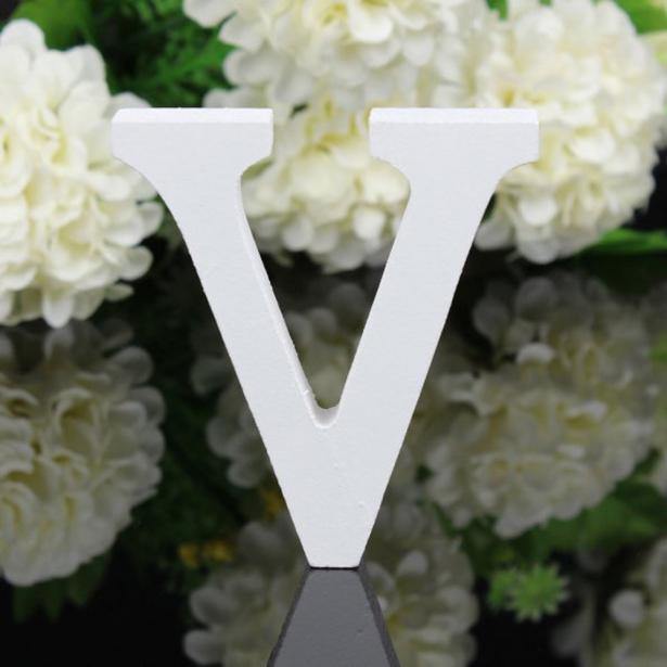 White Standing Mountable Wood Letter V