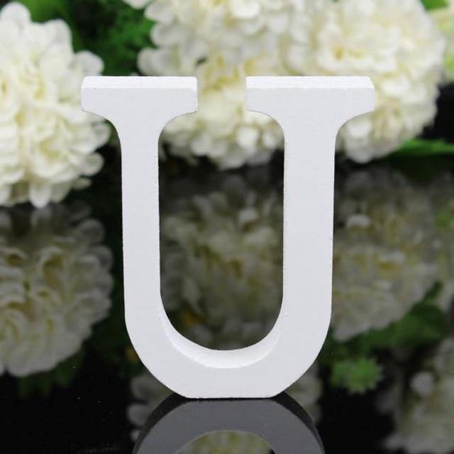 White Standing Mountable Wood Letter U