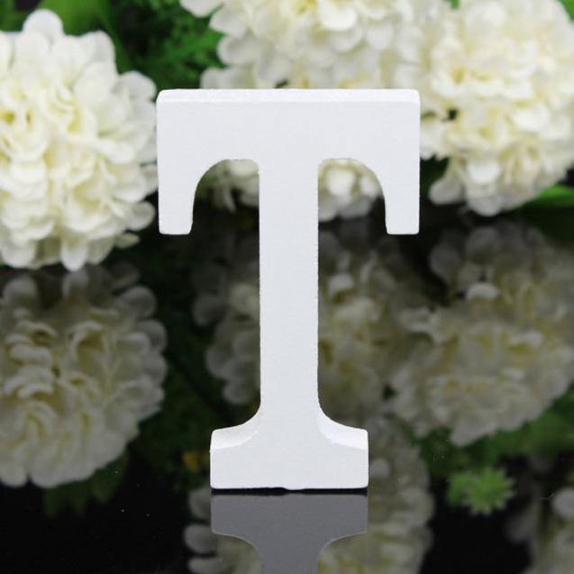 White Standing Mountable Wood Letter T