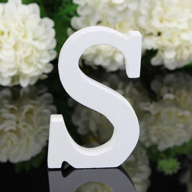 White Standing Mountable Wood Letter S