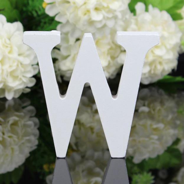 White Standing Mountable Wood Letter W