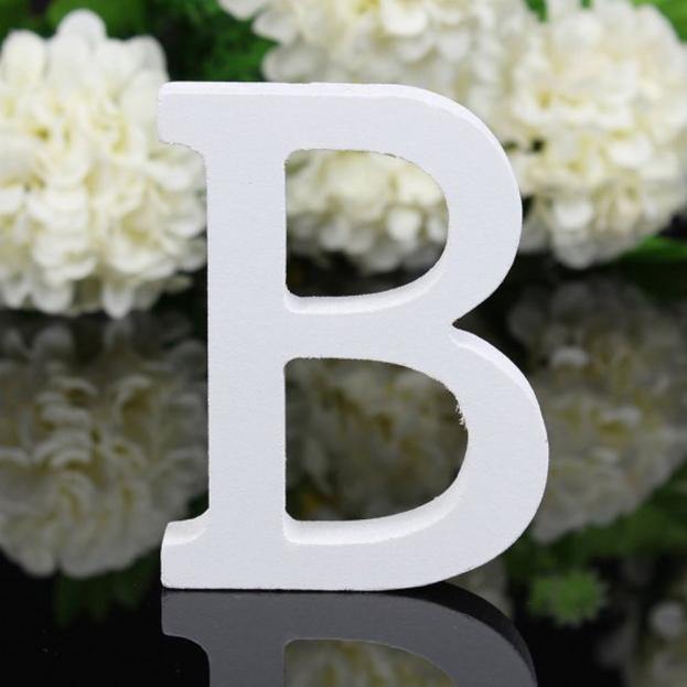 White Standing Mountable Wood Letter B