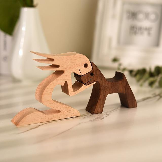 Wooden Figurines for Man's Best Friend Short Tail Woman Regular