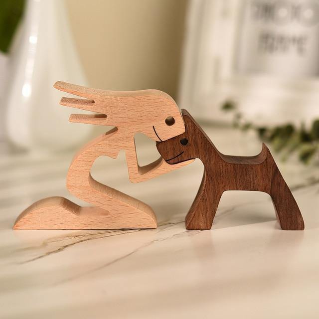 Wooden Figurines for Man's Best Friend Short Tail Woman Large
