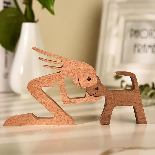 Wooden Figurines for Man's Best Friend Long Tail Woman Regular