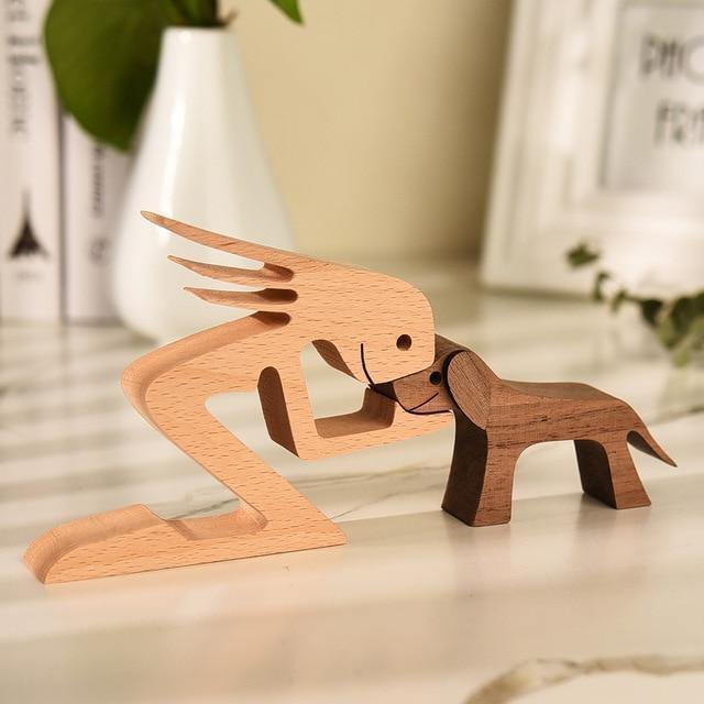 Wooden Figurines for Man's Best Friend Long Ears Woman Regular
