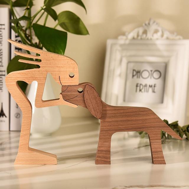 Wooden Figurines for Man's Best Friend Long Ears Woman Large